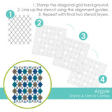 Graphic of Argyle Stamp & Stencil Combo for papercrafting.