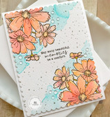 Handmade greeting card with flowers on it and may many beautiful memories be a comfort sentiment on it.