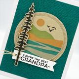 Handmade greeting card with tree on it and valley with you're the best grandpa sentiment on it.