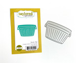 Graphic of rustic pail steel die packaging and product next to it for paper crafting.