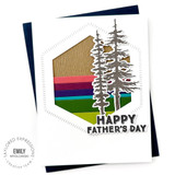 Handmade greeting card with trees on it and happy father's day sentiment on it.