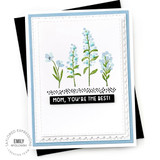 Handmade greeting card with flowers on it and mom, you're the best sentiment on it with cardstock in background.