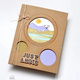 Handmade greeting card with circles on it with mountains and just a note sentiment on it.