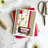 Handmade greeting card with chickens on it and to one cool chick sentiment on it.