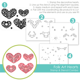 Folk Hearts Stamp & Stencil Combo