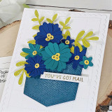 Handmade greeting card with pierced grid and flowers on it with you've got mail sentiment. Handmade greeting card with pierced grid and flowers on it with you've got mail sentiment.