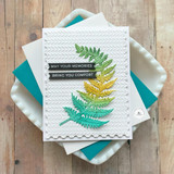 Handmade greeting card with fern on it and may your memories bring you comfort sentiment on it.