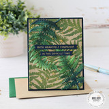 Handmade greeting card with ferns on it and with heartfelt sympathy in this difficult time sentiment on it.