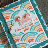 Handmade greeting card with rainbows on it and you are magical sentiment on it.