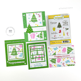 Handmade greeting cards with presents on it, trees, candy canes, and various Christmas sentiments.