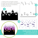 Halloween Scene Split 6x6 Background Stamp & Stencil Combo