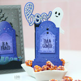 Handmade treat box with ghost on it and boo sentiment with ima goner sentiment on it.