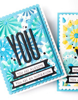 Handmade greeting card with you sentiment on it and you are awesome and you are an inspiration sentiment on it.
