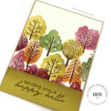 Handmade greeting card with fall trees and sending you a happy hello sentiment.