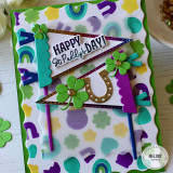 Handmade greeting card with two flags on it that are st. patrick's day themed with happy st. paddy's day sentiment on it.