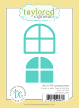 Packaging showing two steel dies that cut an inner and outer arched window frame.
