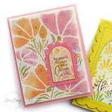 Handmade greeting card with flowers on it and do small things with great love sentiment on it with cards in background.