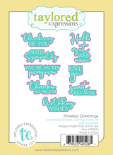 Graphic of Timeless Greetings Dies which includes dies for papercrafting.