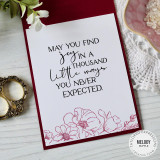 Inside of a handmade greeting card with a quote inside.