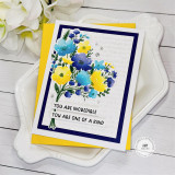 Handmade greeting card with bouquet of flowers on it with you are incredible sentiment on it and you are one of a kind sentiment on it.