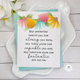 Handmade greeting card with flowers on it and my wish for you sentiment set on it with cardstock in background.