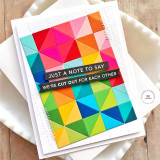 Handmade greeting card with colorful triangles and just a note to say we're cut out for each other sentiment.