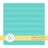 Graphic of 6x6 embossing folder halftone dots which includes various dot sizes for papercrafting.