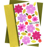 Handmade greeting card with flowers and leaves on it with just a note sentiment on it.