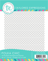 Graphic of polka chic A2 rubber background stamp for paper crafting.