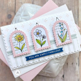 Handmade greeting card with you are simply fabulous sentiment with framed flowers.