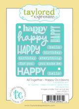 Graphic of packaging for the All Together – Happy Occasions sentiment steel die for paper crafting.