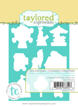 Graphic of carnival themed cutting plate dies for paper crafting.
