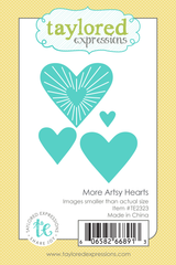 Graphic of More Artsy Hearts Die Set which includes four heart shaped dies for papercrafting.