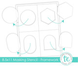 Graphic of 8.5x11 inch. Masking Stencil - Framework to create custom frames for papercrafting handmade cards.