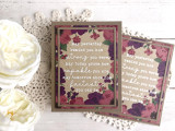 Two handmade greeting cards with flowers and my wish for you sentiment on it with flowers in background.
