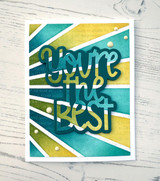 Handmade greeting card with colorful rays and you're the best sentiment on it.