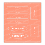 Graphic of Love to Label Sticker sheets with the orange color, Papaya.