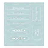 Graphic of Love to Label Sticker sheets with the blue color, Royal Icing.