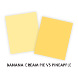 Graphic comparing banana cream pie and pineapple colors, both a yellow.