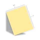 Graphic of banana cream pie cardstock with measurements that are 8.5 x 11 inches.