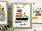 Handmade greeting card with schools supplies on it and books with you're an A+ in my book sentiment on it.