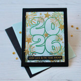 Handmade greeting card with 2026 on it and  good luck in the year ahead sentiment on it.
