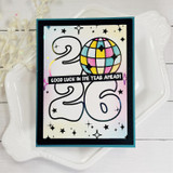 Handmade greeting card with 2026 on it and good luck in the year ahead sentiment on it.