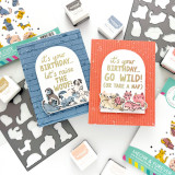 Two handmade greeting cards, one with dog-gone cute insider panel on it and the other with meow & furever insider panel on it.