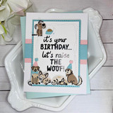 Handmade greeting card with dogs on it and it's your birthday... let's raise the woof sentiment.