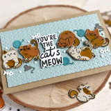 Handmade greeting card with cats playing on it and you're the cat's meow sentiment on it.