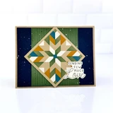 Handmade greeting card with quilt square on it and sending sew much love sentiment on it.