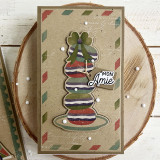 Handmade greeting card with macarons on it with mon amie sentiment on it.