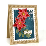 Handmade greeting card with Christmas poinsettia's on it and noel sentiment on it.