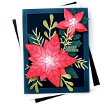 Handmade greeting card with flowers on it and Merry Christmas sentiment on it.